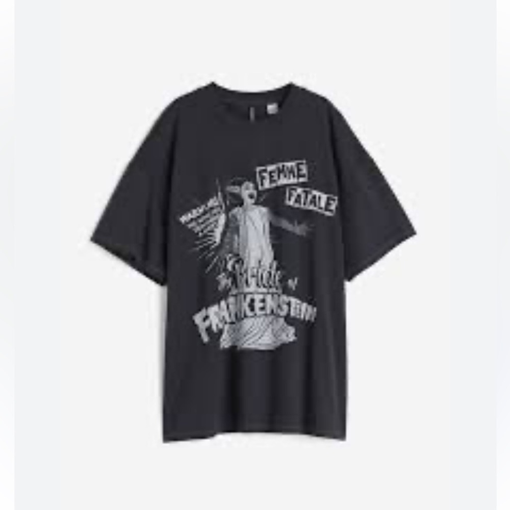 H&M Bride of Frankenstein Oversized Graphic Tee